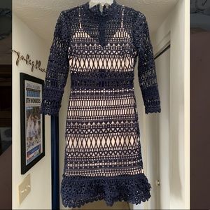 Crochet cut out lace midi dress size SM